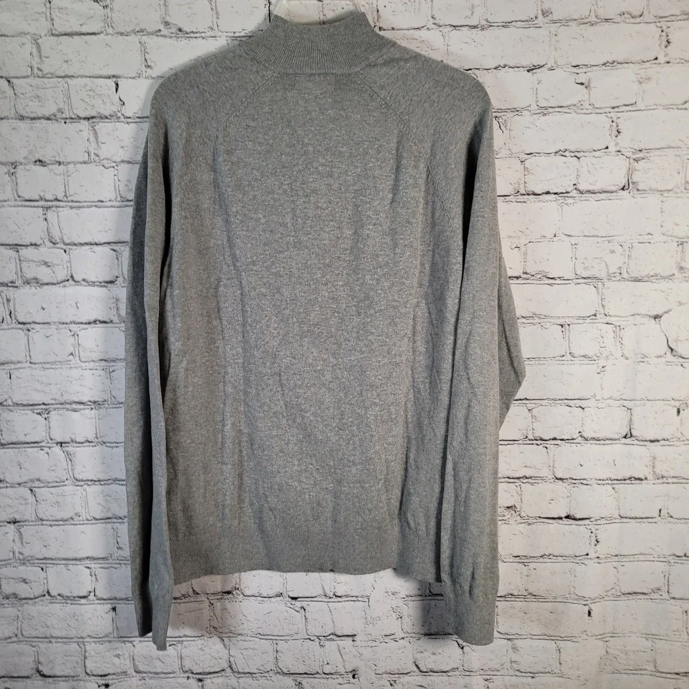 Brooks Brothers Quarter Zip Sweater Mens L Gray Excellent Pima Cotton BB18402‎